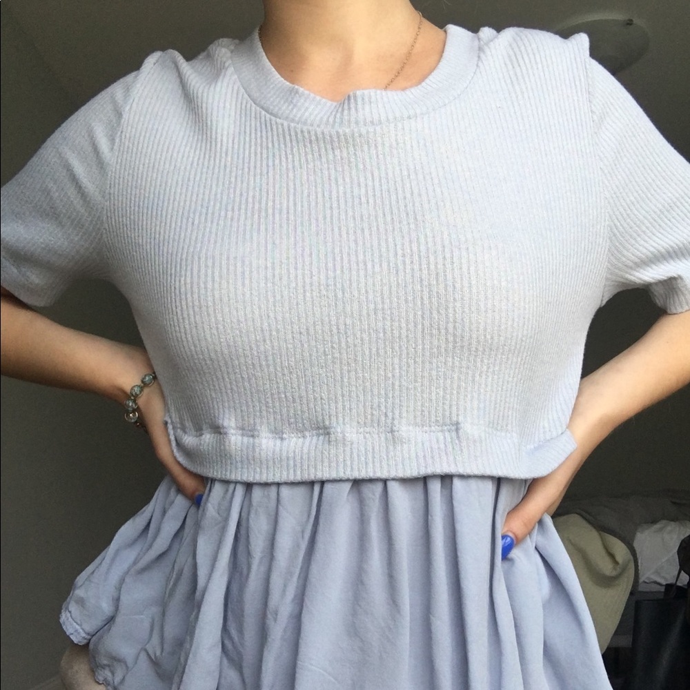 blue peplum sweater top